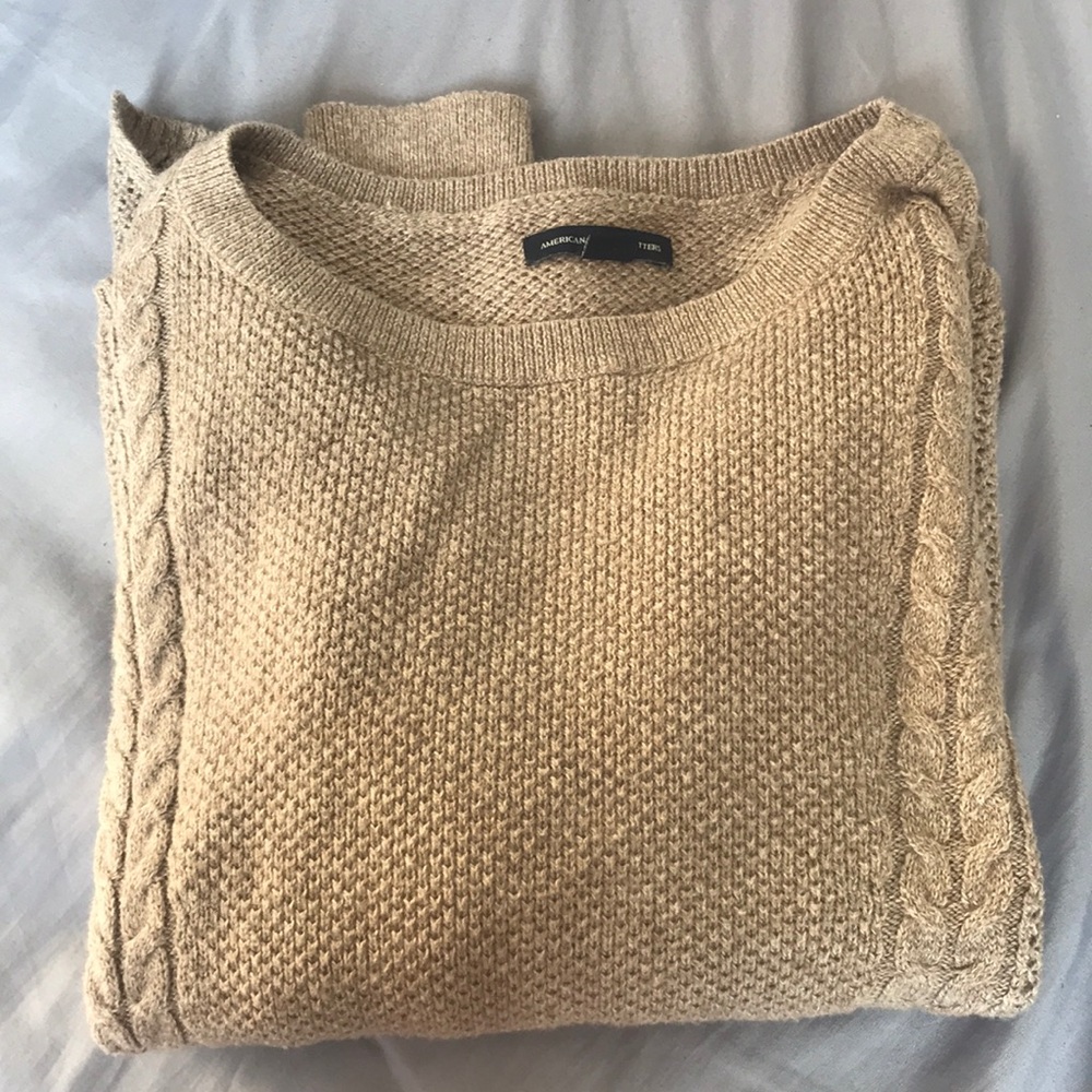 ae tan knit sweater